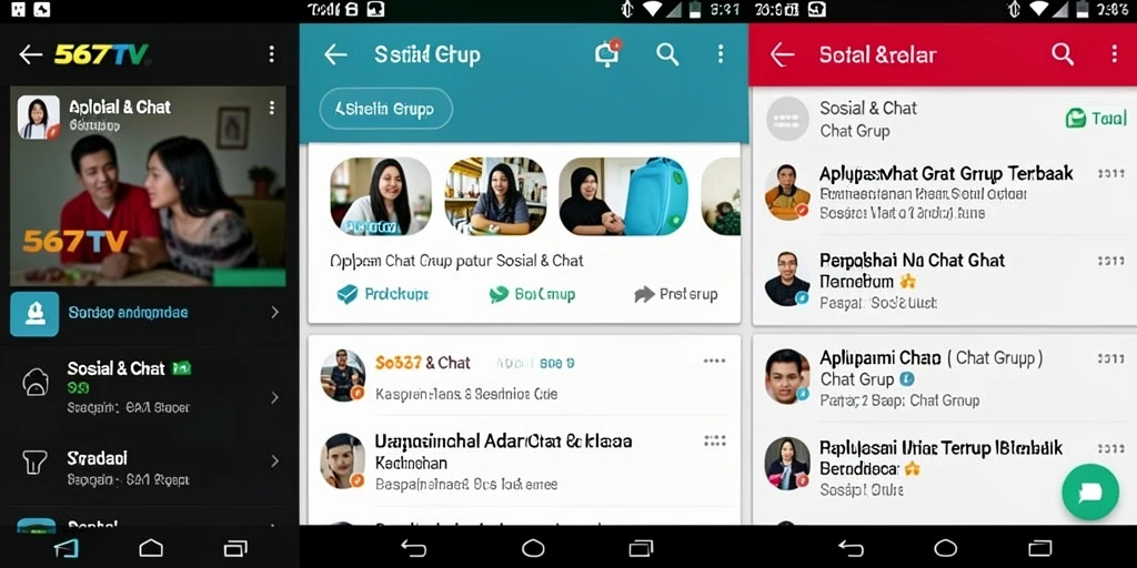 Antarmuka 567TV yang sederhana dan fungsional untuk Chat Grup.