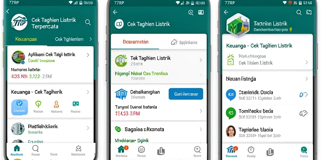 Tampilan utama aplikasi 77RP untuk cek tagihan listrik.
