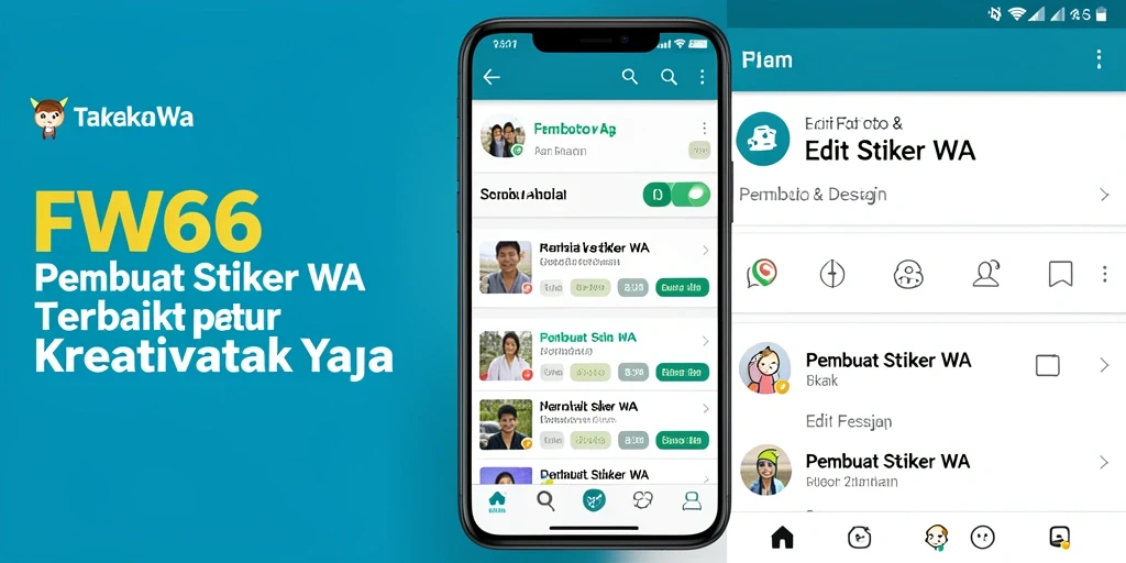 Antarmuka pengguna yang sederhana pada FW66 saat membuat stiker WhatsApp.