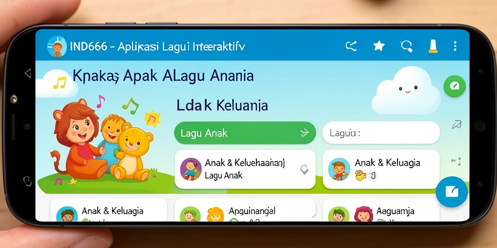 Tampilan antarmuka aplikasi Lagu Anak yang ceria dan interaktif.
