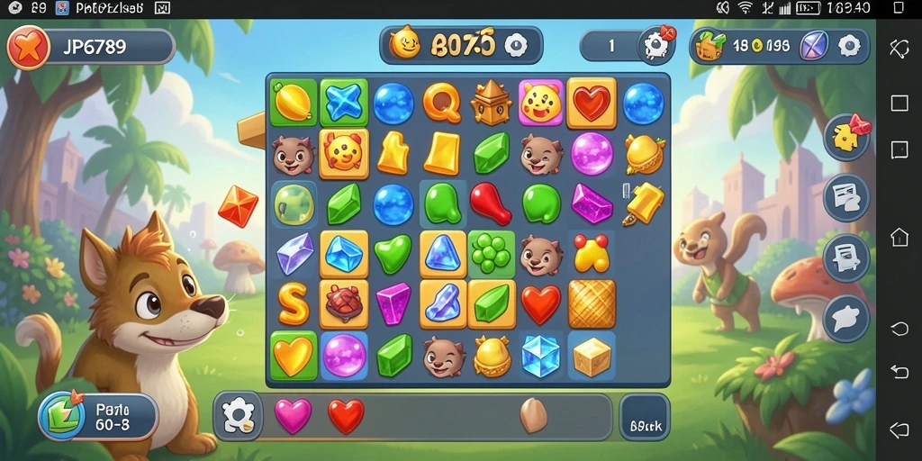 Antarmuka permainan Puzzle Match-3 yang menarik dan intuitif.